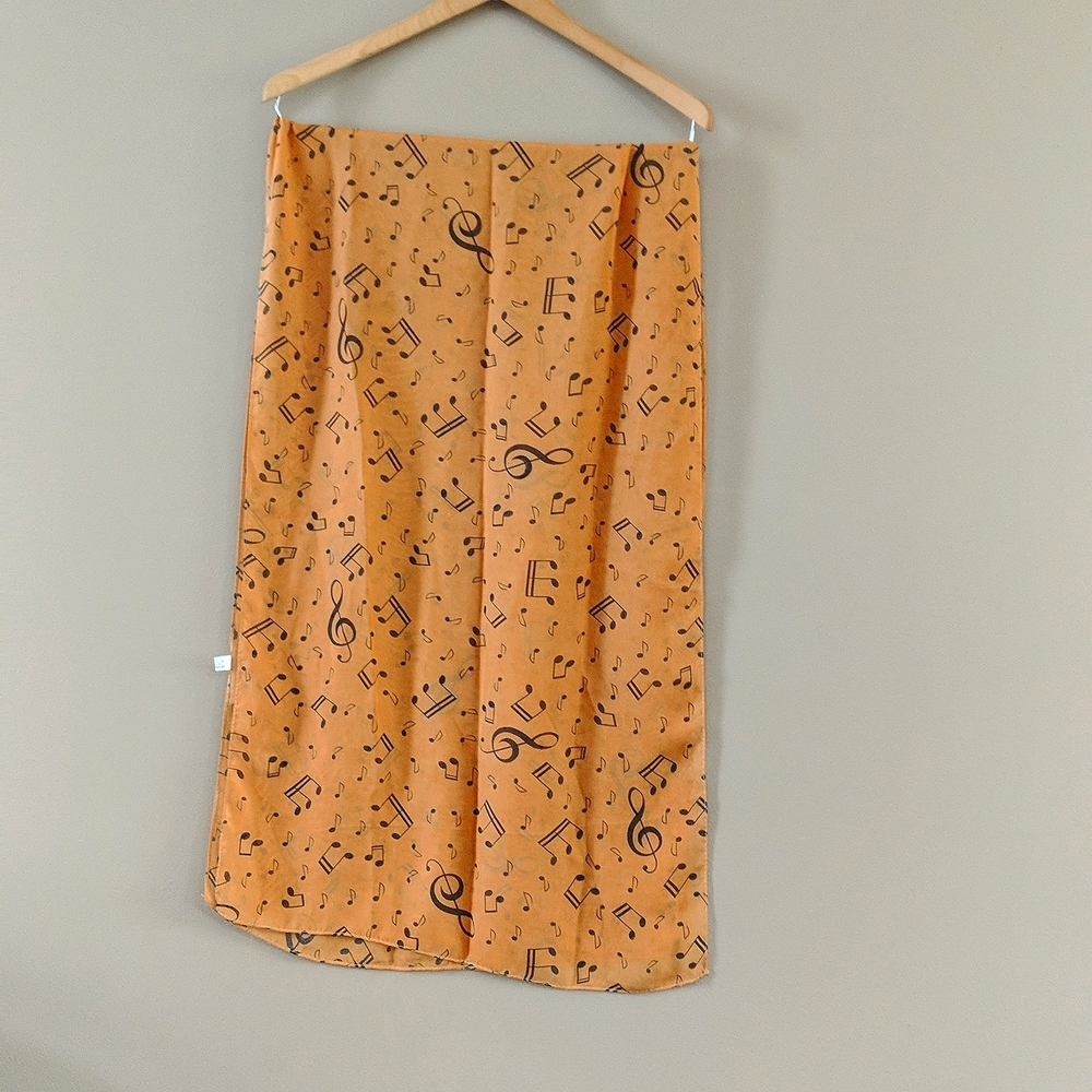 $2 with any bundle NEW without tags musical notes scarf orange color sheer